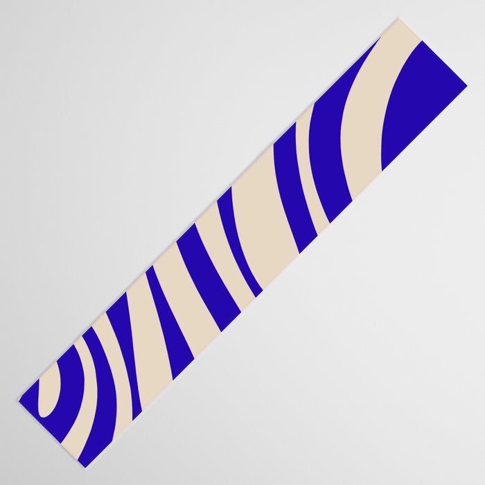 Wavy Loops Retro Abstract Pattern in Cobalt Blue and Beige Table Runner Gallery Image 3