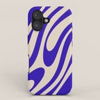 Wavy Loops Retro Abstract Pattern in Cobalt Blue and Beige iPhone Case Gallery Image 1