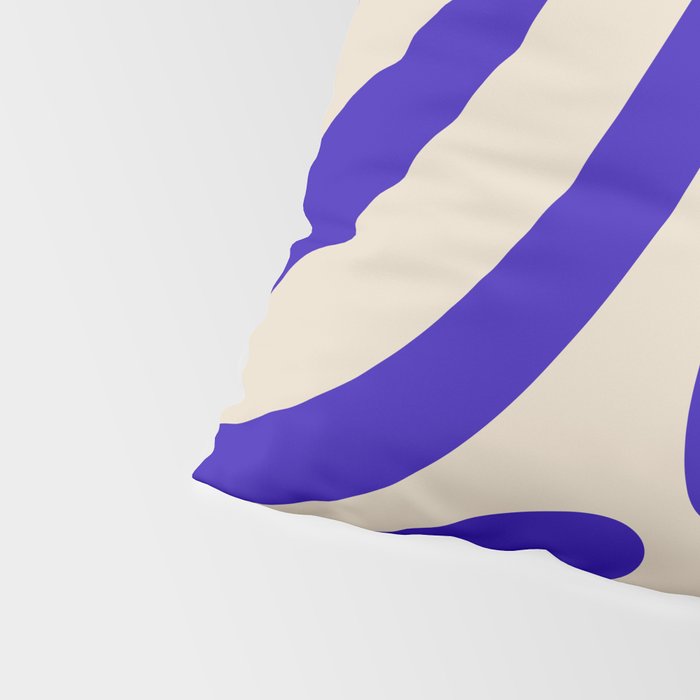 Wavy Loops Retro Abstract Pattern in Cobalt Blue and Beige Pillow Sham Gallery Image 4