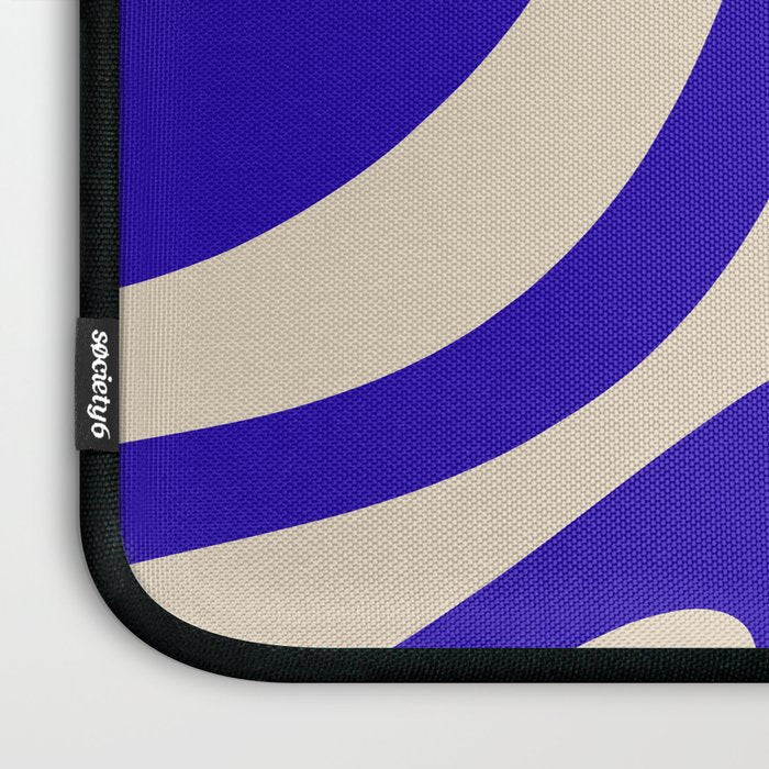 Wavy Loops Retro Abstract Pattern in Cobalt Blue and Beige Laptop Sleeve Gallery Image 3