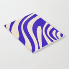 Wavy Loops Retro Abstract Pattern in Cobalt Blue and Beige Notebook Gallery Image 2