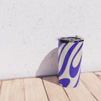 Wavy Loops Retro Abstract Pattern in Cobalt Blue and Beige Travel Mug Gallery Image 4