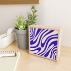 Wavy Loops Retro Abstract Pattern in Cobalt Blue and Beige Mini Art Print Gallery Image 2