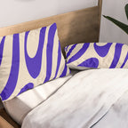 Wavy Loops Retro Abstract Pattern in Cobalt Blue and Beige Pillow Sham Gallery Image 2