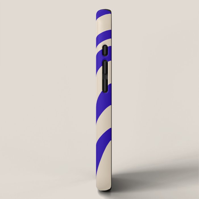 Wavy Loops Retro Abstract Pattern in Cobalt Blue and Beige iPhone Case Gallery Image 2