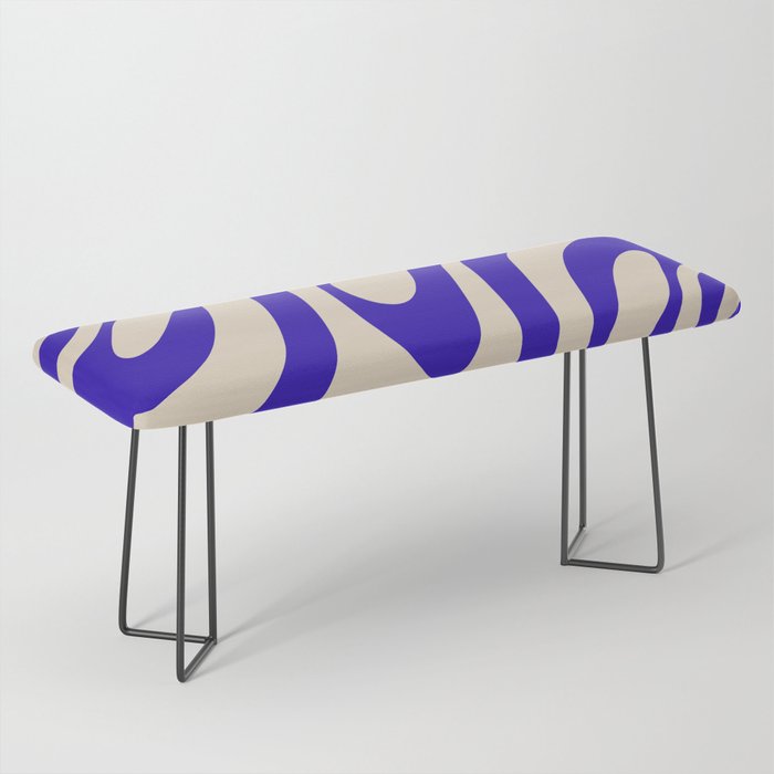 Wavy Loops Retro Abstract Pattern in Cobalt Blue and Beige Bench Gallery Image 1
