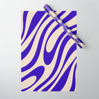 Wavy Loops Retro Abstract Pattern in Cobalt Blue and Beige Wrapping Paper Gallery Image 1