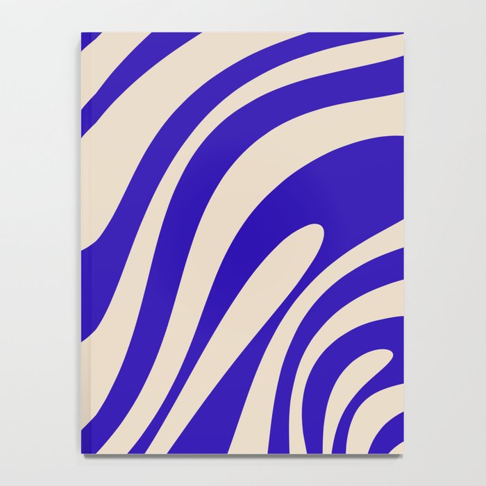 Wavy Loops Retro Abstract Pattern in Cobalt Blue and Beige Notebook Gallery Image 4