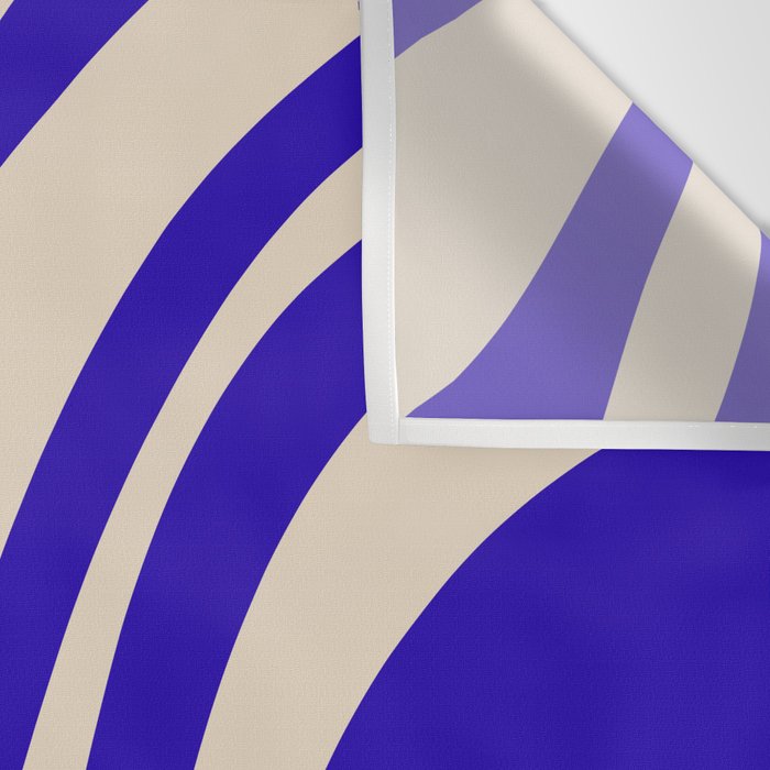 Wavy Loops Retro Abstract Pattern in Cobalt Blue and Beige Wall Tapestry Gallery Image 3