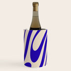 Wavy Loops Retro Abstract Pattern in Cobalt Blue and Beige Wine Chiller Gallery Image 1