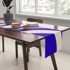 Wavy Loops Retro Abstract Pattern in Cobalt Blue and Beige Table Runner Gallery Image 2