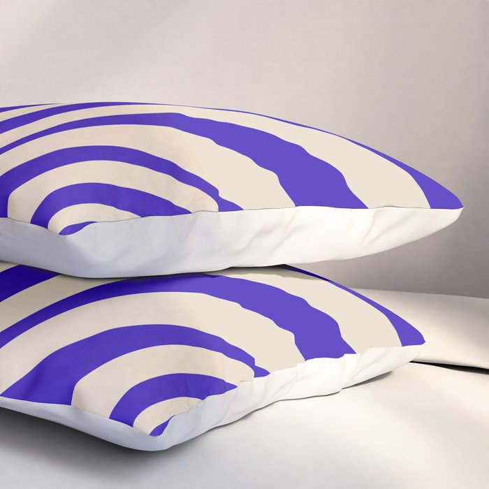 Wavy Loops Retro Abstract Pattern in Cobalt Blue and Beige Pillow Sham Gallery Image 3