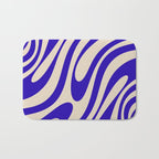 Wavy Loops Retro Abstract Pattern in Cobalt Blue and Beige Bath Mat Gallery Image 1