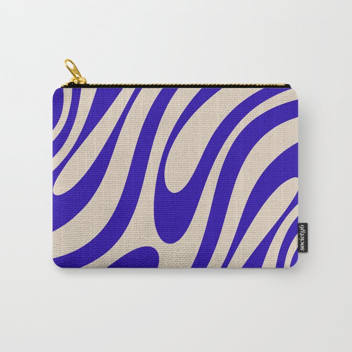 Wavy Loops Retro Abstract Pattern in Cobalt Blue and Beige Carry All Pouch Gallery Image 1