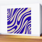 Wavy Loops Retro Abstract Pattern in Cobalt Blue and Beige Wall Mural Gallery Image 2