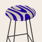 Wavy Loops Retro Abstract Pattern in Cobalt Blue and Beige Stool Gallery Image 2