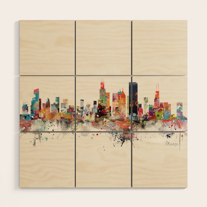 chicago skyline Wood Wall Art Gallery Image 1