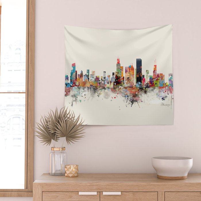 chicago skyline Wall Tapestry Gallery Image 2