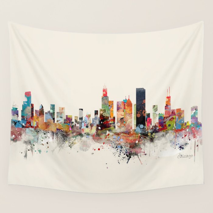 chicago skyline Wall Tapestry Gallery Image 4