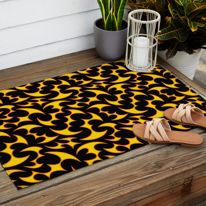 Abstract fire flame art pattern Outdoor Rug Gallery Image 2