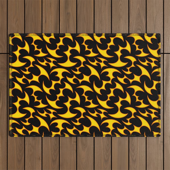 Abstract fire flame art pattern Outdoor Rug Gallery Image 1