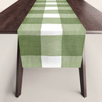 Hand Painted Gingham in Sage Green  Table Runner Gallery Image 1