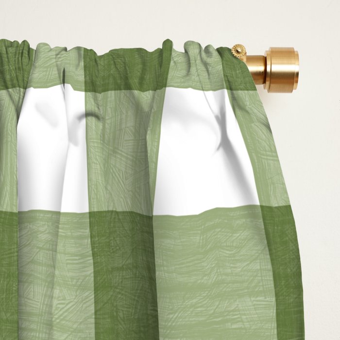 Hand Painted Gingham in Sage Green  Window Curtain Gallery Image 2