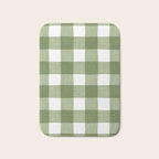 Hand Painted Gingham in Sage Green  Bath Mat Gallery Image 1