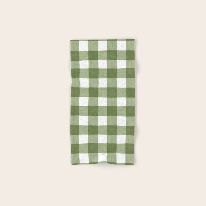 Hand Painted Gingham in Sage Green  Bath Towel Gallery Image 1