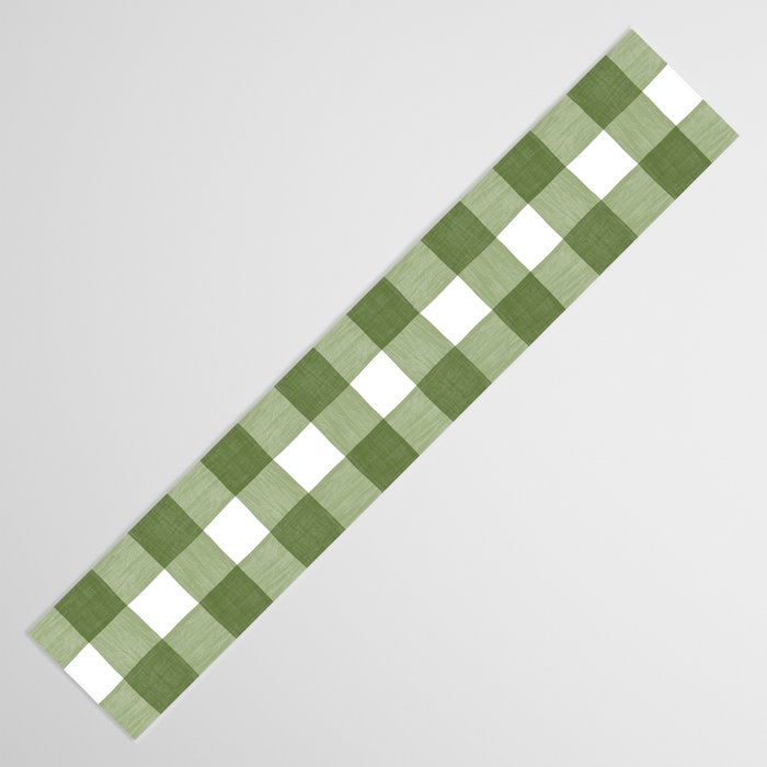 Hand Painted Gingham in Sage Green  Table Runner Gallery Image 3