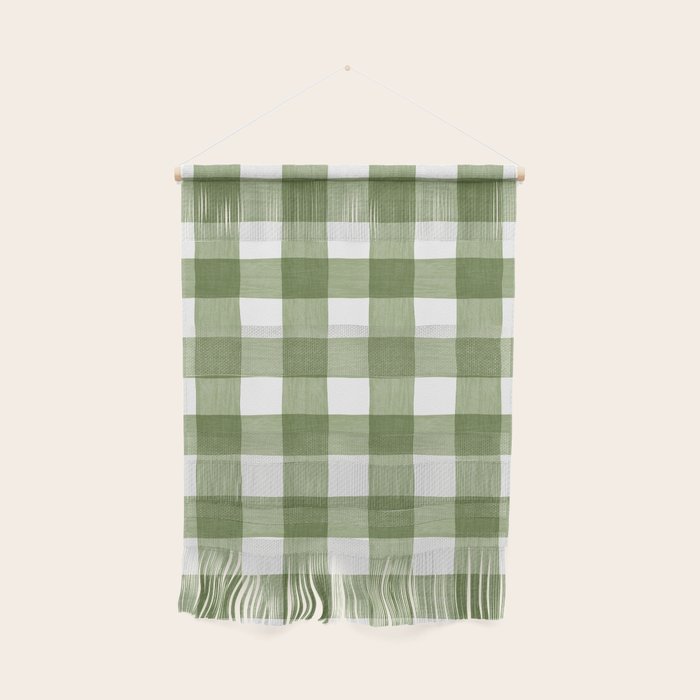 Hand Painted Gingham in Sage Green  Wall Hanging Gallery Image 1