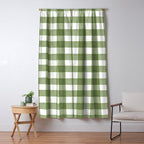 Hand Painted Gingham in Sage Green  Window Curtain Gallery Image 5