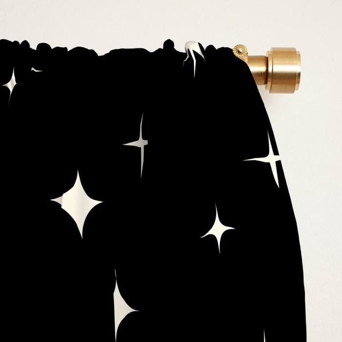 Hand drawn vintage stars - Cream over black Window Curtain Gallery Image 2