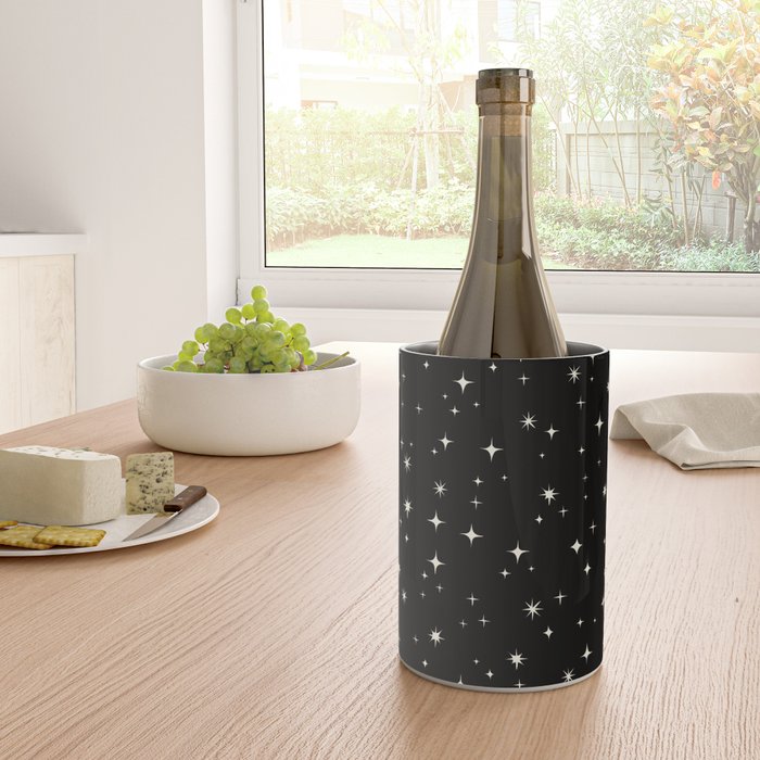 Hand drawn vintage stars - Cream over black Wine Chiller Gallery Image 4