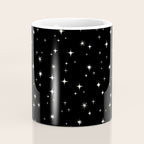 Hand drawn vintage stars - Cream over black Coffee Mug Gallery Image 4