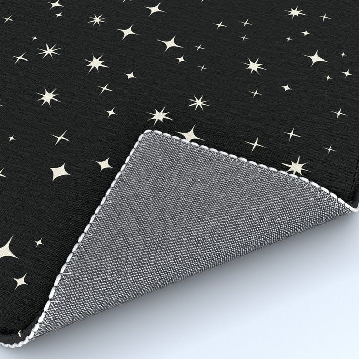 Hand drawn vintage stars - Cream over black Rug Gallery Image 4
