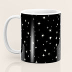 Hand drawn vintage stars - Cream over black Coffee Mug Gallery Image 3