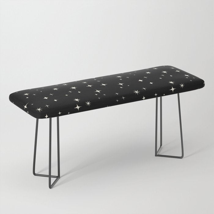 Hand drawn vintage stars - Cream over black Bench Gallery Image 1
