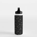 Hand drawn vintage stars - Cream over black Water Bottle Gallery Image 3