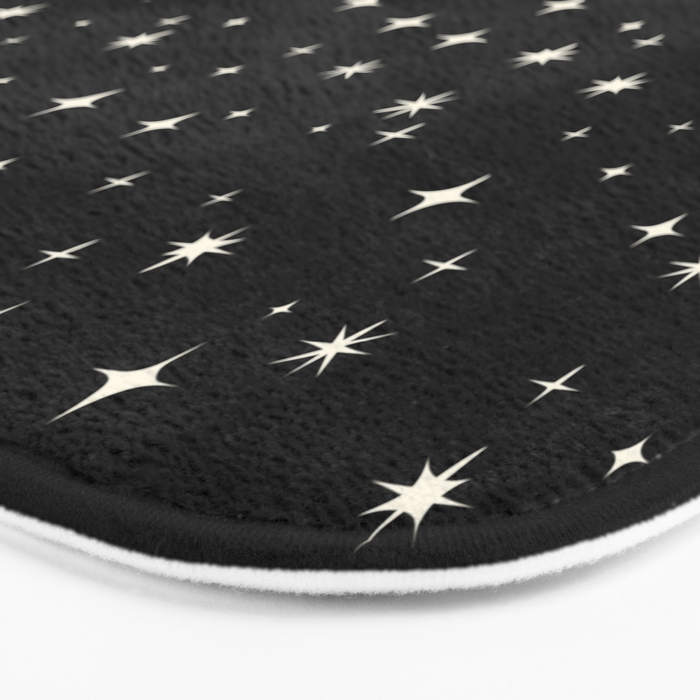 Hand drawn vintage stars - Cream over black Bath Mat Gallery Image 3