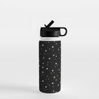 Hand drawn vintage stars - Cream over black Water Bottle Gallery Image 1