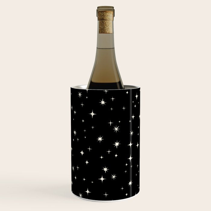 Hand drawn vintage stars - Cream over black Wine Chiller Gallery Image 3