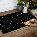 Hand drawn vintage stars - Cream over black Outdoor Rug Gallery Image 2