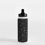 Hand drawn vintage stars - Cream over black Water Bottle Gallery Image 2