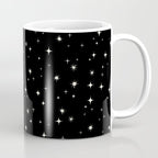 Hand drawn vintage stars - Cream over black Coffee Mug Gallery Image 1