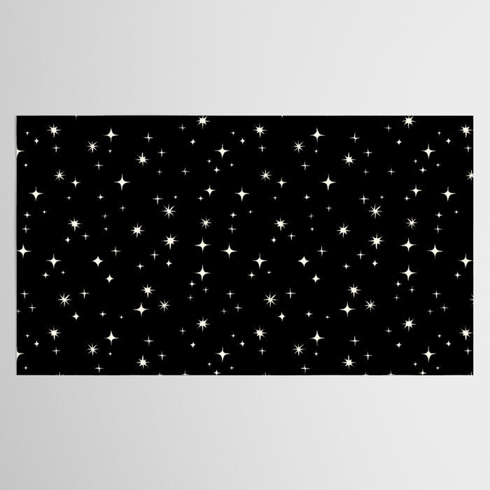 Hand drawn vintage stars - Cream over black Tablecloth Gallery Image 2