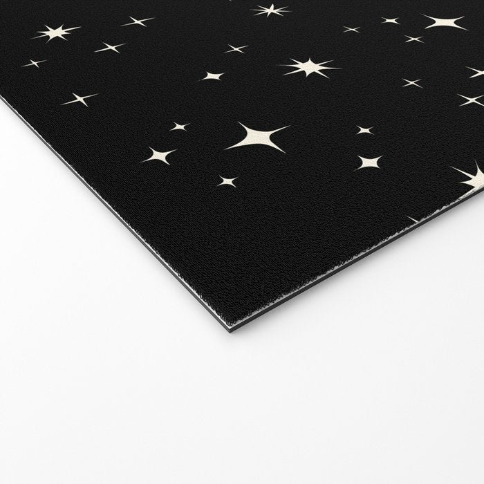 Hand drawn vintage stars - Cream over black Welcome Mat Gallery Image 2