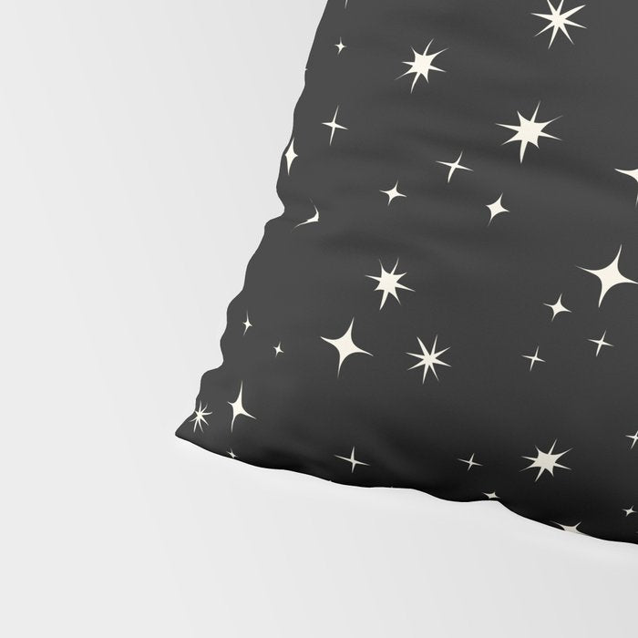 Hand drawn vintage stars - Cream over black Pillow Sham Gallery Image 4