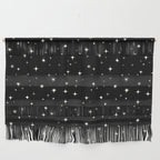 Hand drawn vintage stars - Cream over black Wall Hanging Gallery Image 1