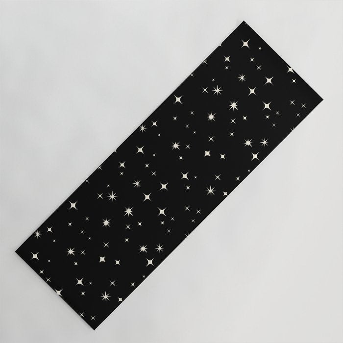 Hand drawn vintage stars - Cream over black Yoga Mat